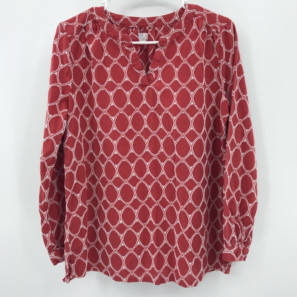 Coral Cream Stitch Boho Adorable Blouse